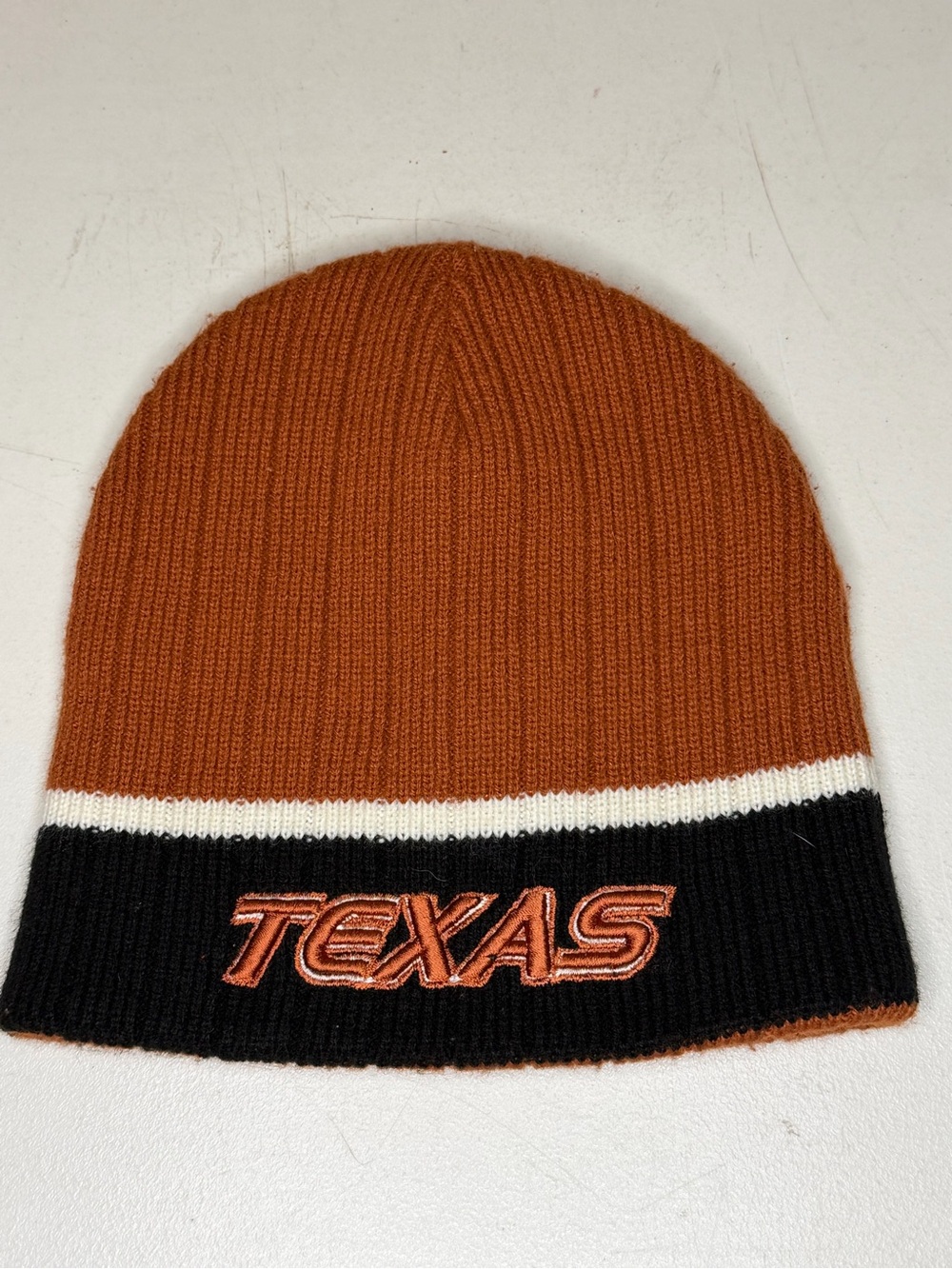 Texas Knit Beanie Hat - Burnt Orange & Black